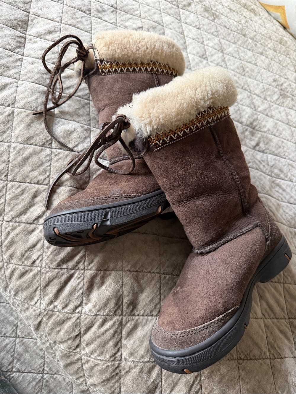 UGG Brown Suede Shearling-Lined Ankle Boots
